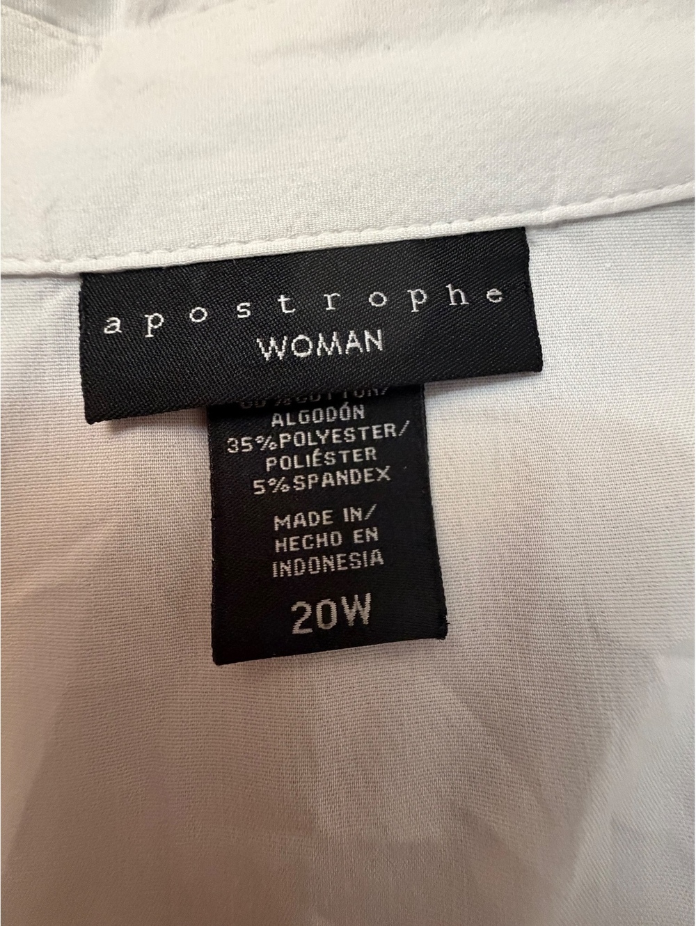 Apostrophe Woman White Button-Up Shirt 20W